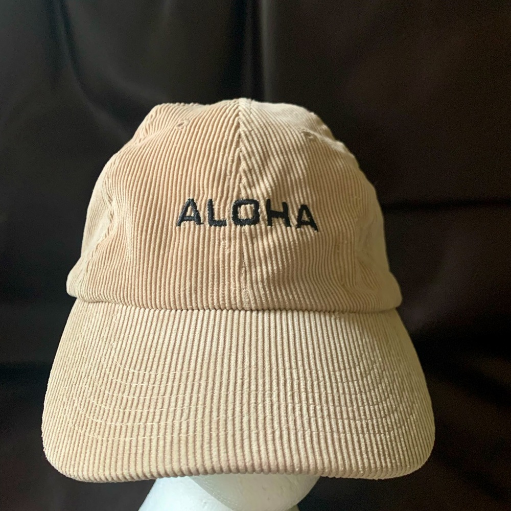 Beige Corduroy Aloha Baseball Cap
